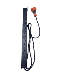 4C | 10-Way vertical Power Rail 1U AU with 15A IP56 Captive Plug | aluminium shell | 2m power cord