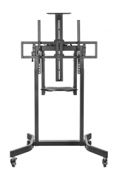 Brateck Deluxe Motorized Large TV Cart with Tilt, Equipment Shelf and Camera Mount Fit 55'-100' Up to 120kg- Matte Black