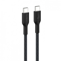 Belkin BoostCharge Pro Braided USB-C to USB-C Cable (1M) - Black (CAB025FQ1MBK), 240W, 350K+ Bends, USB-IF Certified, Apple, Samsung, 2 Years Warranty