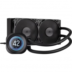 Corsair NAUTILUS 240 RS LCD Liquid CPU Cooler - Black, 240mm rad, LCD pump, 2x PWM fans, 2100 RPM, AM5/LGA1851, copper plate, 400mm tube, 36dBA