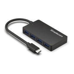 Simplecom CH350 SuperSpeed USB-C to 4xtUSB-A Hub USB 3.2 Gen1, 5Gbps, plug & play, bus-powered, ABS, 76 41 11mm, 35g, 15cm cable, Win/macOS compatibe