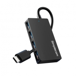Simplecom CH352 USB-A to 4xPort SuperSpeed USB 3.2 Gen1, 5Gbps, plug & play, bus-powered, ABS, 76 41 11mm, 35g, 15cm cable, Win/macOS/Linux compatible