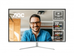 AOC 31.5" 4K Monitor – UHD 3840×2160 @60Hz, VA panel, 4ms GtG, 124% sRGB, DP 1.4, HDMI 2.0, 1.07B colors, Delta E<2, tilt adjustable (LS) U32V11N