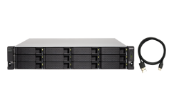QNAP TL-R1200C-RP 12-bay rack expansion enclosure with hot-swappable HDD design, SATA 6Gbs, auto on/off with NAS power status