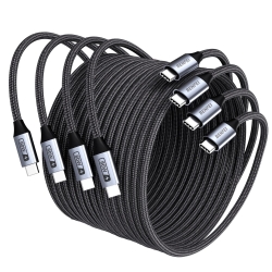 BENFEI 000382GY-4P USB C Fast Charging 60W Cable, 4-Pack(3.3ft/1M x 2 + /6.6ft/2M x 2) Nylon Braided Cable for I-phone 15/16/17 and Samsung / Google phone.
