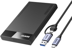 BENFEI 000385BK 2.5 Inch SATA to USB-A + USB-C Tool Free External Hard Drive Enclosure (6Gbps, Optimized for SSD, Support UASP SATA III)