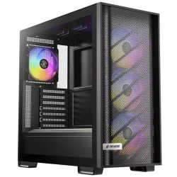 OKINOS 612 ARGB Mid Tower ATX case, tempered glass, USB-C 5Gbps, 4x120mm ARGB fans, 405mm GPU, 175mm CPU, 360mm radiator support
