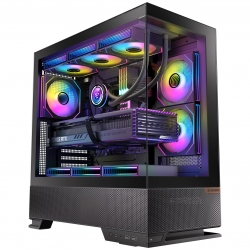 OKINOS Aqua 6 infinity Mid Tower ATX case, tempered glass, USB-C 10Gbps, 435mm GPU, 175mm CPU, 360mm radiator, ATX/mATX/ITX support, steel build RGB
