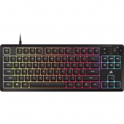 Corsair K55 CORE TKL RGB Gaming Keyboard, 1000Hz, 12KRO, rubber-dome switched, USB 2.0 wired, dedicated media/WIN lock, iCUE support