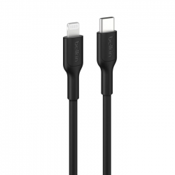 Belkin BoostCharge Lightning to USB-C Cable (1M) - Black (CAA021FQ1MBK), 3A/15W, 480MBPS, 300K+ Bends, Apple iPhone, iPad, Durable, 2 Years Warranty