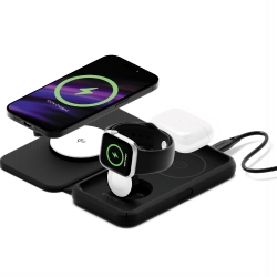 Cygnett MagTravel Qi2.0 2-in-1 Wireless Charger - Black (CY5138WIRDE), 1.2M USB-C Cable,15W, Compact and lightweight, 2 Years Warranty CY5138WIRDE