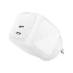 Belkin BoostCharge Pro 67W Dual USB-C GaN Wall Charger - White (WCH020AUWH), Compact Laptop Charger, Travel-Ready, CEW $2500, 2 Years Warranty
