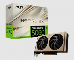 MSI nVidia GeForce RTX 5060 8G INSPIRE 2X OC, PCI Express® Gen 5 x16, Boost: 2535 MHz, CUDA 3840 Units, 8GB GDDR7,. HDMI™ x 1 (emabargo) GeForce RTX 5060 8G INSPIRE 2X OC
