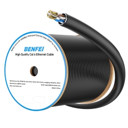 BENFEI 000701BK-305M CAT6 UTP 1000Mbps Waterproof Ethernet Cable 1000FT for Outdoor 305M (Unshielded)