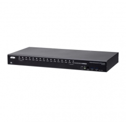 Aten CS19216, 16- Port USB3.0 4K DisplayPort KVM Switch, Superior video quality, Cascadable to two levels-control up to 256 computers, Video DynaSync