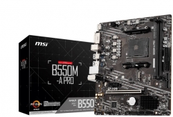 MSI B550M-A PRO Motherboard AMD Ryzen AM4, 2xDDR4, support up to 64GB, 1xPCIe 4.0/3.0 x16 slot, 2xSATA 6Gb, 6xUSB3.0, 6xUSB2.0, DVI-D, HDMI
