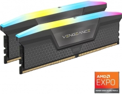 Corsair Vengeance RGB DDR5 16GB (2 x 8GB) DDR5 5200 CL40-40-40-77 1.25V Intel XMP & AMD EXPO - GREY, 288-pin DIMM, RGB, iCUE