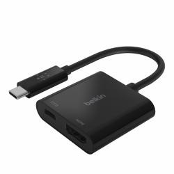 Belkin USB-C to HDMI + Charge Adapter + USB-C Cable (13CM) - Black (AVC002btBK), 60W, Supports Video Resolutions up to 4K, 2 Years Warranty