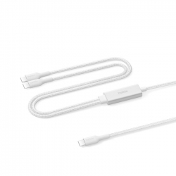Belkin BoostCharge Pro Braided USB-C to Dual USB-C Cable (1.5M) - White (CAC004fq1.5MWH), 140W, 480Mbps, 350K+ Bends, Apple, 2 Years Warranty