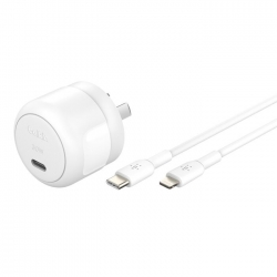 Belkin BoostCharge Compact 30W USB-C PD 3.1 Wall Charger + USB-C to Lightning Cable - White (WCA008au1MWH-B5), Apple, 2 Years Warranty