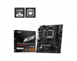 MSI PRO A620AM-B EVO ATX Motherboard, AM5, AMD A620A, 2xDDR5 128GB, PCIe4.0 x16, 1xM.2, 2xSATA, HDMI/VGA, 2.5G LAN, ATX PRO A620AM-B EVO