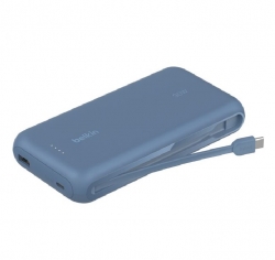 Belkin BoostCharge ?20K mAh Power Bank With Integrated USB-C Cable - Blue (BPB024fqBL), 30W, 2xUSB-C, 1x USB-A, CEW $2,500, Apple, 2 Years Warranty