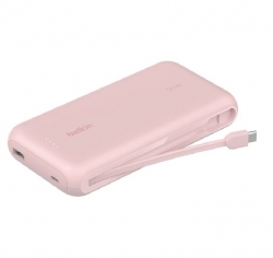 Belkin BoostCharge ?20K mAh Power Bank With Integrated USB-C Cable - Pink (BPB024fqPK), 30W, 2xUSB-C, 1x USB-A, CEW $2,500, Apple, 2 Years Warranty