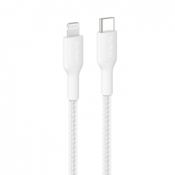 Belkin BoostCharge Pro Braided Lightning to USB-C Cable (1M) - White (CAA022FQ1MWH),3A/15W, 480Mbps,350K+ Bends,Apple, MFI-Certified, 2 Years Warranty