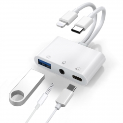 USP Lightning/USB-C to USB Adapter features a USB OTG Port, 3.5mm Headphone Jack & Fast-charging Port, 2 Years Warranty
