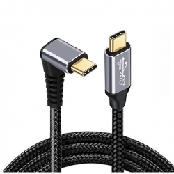 USP Braided USB-C to USB-C Right Angle Cable (1M) - Black, 100W Power, Support 10Gbps Data Speed, Reversible Design RAUSBCTC1MBLK