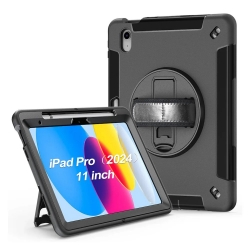 USP Rugged Apple iPad Pro (11') (M5/M4) (6th/5th Gen) Case Black - Built-in-Kickstand, Hand & Shoulder Strap, DropProof, 3 Years Warranty HDIPADPRO11