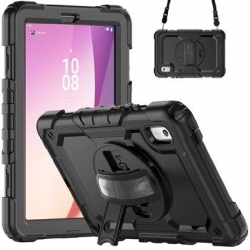 USP Rugged Lenovo Tab M9 (9') Case + Screen Protector Black - Built-in-Kickstand, Adjustable Hand Strap, Shoulder Strap,3 Years Warranty HDTLM19