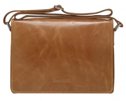 Marselisborg 14' Leather Messenger Business Laptop Bag Handcrafted Golden Tan Briefcase Durable Adjustable Shoulder Strap Fits 14' 13.3' 12' Notebook BG14GT001490