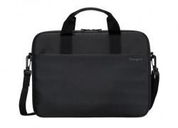 Targus 13-14" Intellect® Slim Briefcase Zippered Padded Front Pocket Removable Adjustable Shoulder Strap Carry Handles Water-resistant Fabric Black TBS978GL