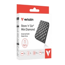 Verbatim 32026 Store’n’Go Mini Diamond SSD USB-C 2TB, USB 3.2 Gen 2, 1000MB/s Read/Write, USB Flash Drive, External SSD 32026