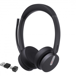 Yealink BH70 Bluetooth Wireless Stereo Headset Uc, BT51 C Dongle With A Adapter, 3-Mic Noise Cancellation, 35 Hours Talk Time, Comfort Wearing BH70-D-UC-C/A