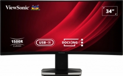 ViewSonic 34" Curved Docking Monitor With Kvm Switch – 3440×1440 VA, 1500R, 120Hz, HDR10, Usb-c 65W, DP, Hdmi, RJ45, 3x Usb-a, Kvm, Srgb 121% VG3419C-2