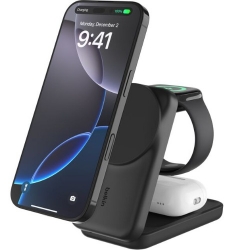 Belkin UltraCharge 3-in-1 Foldable Magnetic Charger W/ Qi2 (25W) +usb-c Wall Charger(45W)+USB-C Cable(15M)-Black(WIZ037auBK),$2500CEW,2 Years Warranty WIZ037auBK