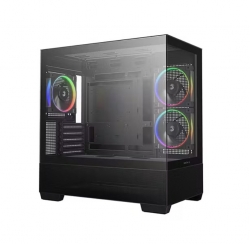 DeepCool CG380 3F Panoramic Dual Tempered Glass Micro Atx Case, 3 Pre-installed Pwm Argb Fans 1×USB-C Gen2, 2×USB 3.0, Audio/Mic R-CG380-BKAGM3-G