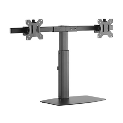 Brateck Dual Free Standing Screen Pneumatic Vertical Lift Monitor Stand Fit Most 17‘-27’ Monitors Up To 6kg Per Screen Vesa 75x75/100x100 LDT22-T02