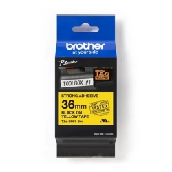Brother Tze-S661 - 36MM Black On Yellow Strong Adhesive Tze Tape TZE-S661