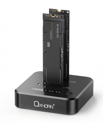 Oxhorn Dual Bay M.2 SSD Docking Station USB 3.2 Gen 2x2 M.2 NVMe SSD 16TB 10Gbp Supports Macs Windows Android Linux 2230/2242/2260/2280/22110 UM-D322