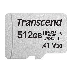 Transcend 300S 512 GB Class 10/UHS-I (U3) microSDXC - 1 Pack - 95 MB/s Read - 40 MB/s Write TS512GUSD300S-A
