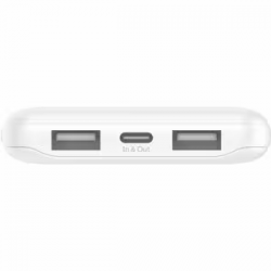 Belkin BoostCharge Power Bank - White - For iPhone - 10000 mAh - 3 x USB - White BPB011BTWH