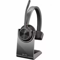 HP Poly Voyager 4300 UC 4310 Wired/Wireless Over-the-head, On-ear Mono Headset - Black - Microsoft Teams Certification - Siri, Google Assistant - Monaural - Supra-aural - 9100 cm - Bluetooth - 20 Hz to 20 kHz - 150 cm Cable - Electret Condenser, MEMS  77Y