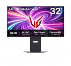 Lg 31.5" UltraGear OLED Dual Mode 4K UHD 240Hz or FHD 480Hz 0.03ms G-Sync Compatible Gaming Monitor ,16:9,UHD(3840x2160), 240Hz,HDMI(2.1)x2,DP(1.4)x1,US 32GS95UV-B