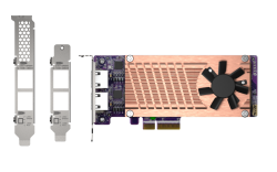 QNAP QM2 series QM2-2P2G2T, 2 x PCIe 2280 M.2 SSD slots, PCIe Gen3 x 4 , 2 x Intel I225LM 2.5GbE NBASE-T port