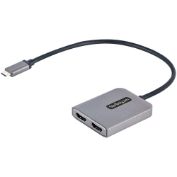 StarTech.com USB-C to Dual HDMI MST HUB - Dual HDMI 4K 60Hz - USB Type C Multi Monitor Adapter for Laptop w/ 1ft/30cm cable - DP 1.4 Multi-Stream Transport Hub - USB-C to HDMI Splitter MST14CD122HD