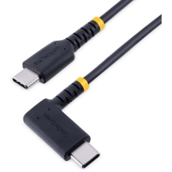 StarTech.com 6in (15cm) USB C Charging Cable Right Angle 60W PD 3A Heavy Duty Fast Charge USB-C Cable Black USB 2.0 Type-C Rugged Aramid Fiber Short USB Charging Cord R2CCR-15C-USB-CABLE