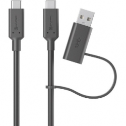 Alogic Elements 1.20 m USB/USB-C Data Transfer Cable for Docking Station, Notebook, Mobile Device - 1 Piece - First End: 1 x USB 3.2 (Gen 2) Type C Male - Second End: 1 x USB 3.2 (Gen 2) Type C Male, 1 x USB 3.2 (Gen 2) Type A Male - 10 Gbit/s - Black ELC